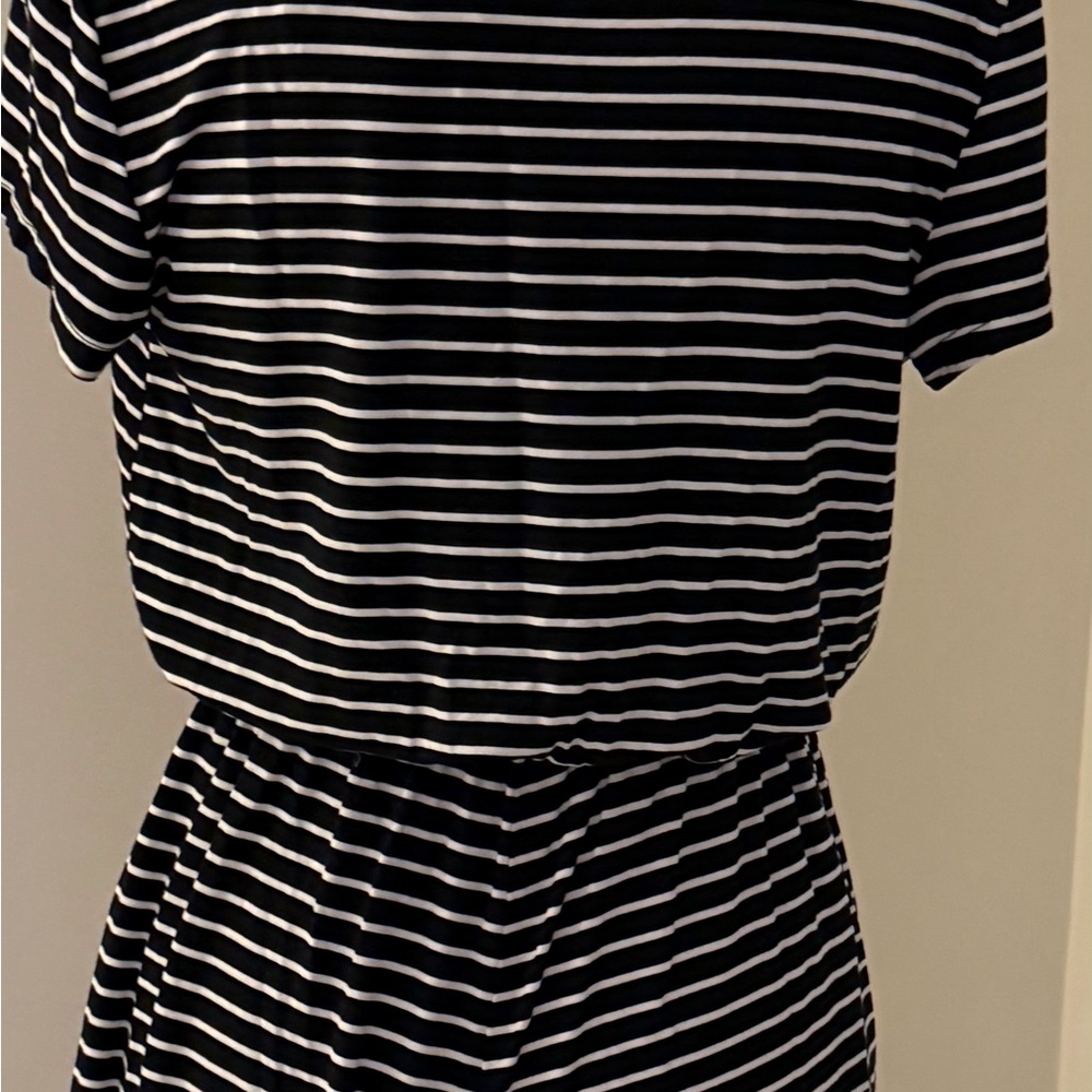 GAP Black and White Striped Jumpsuit